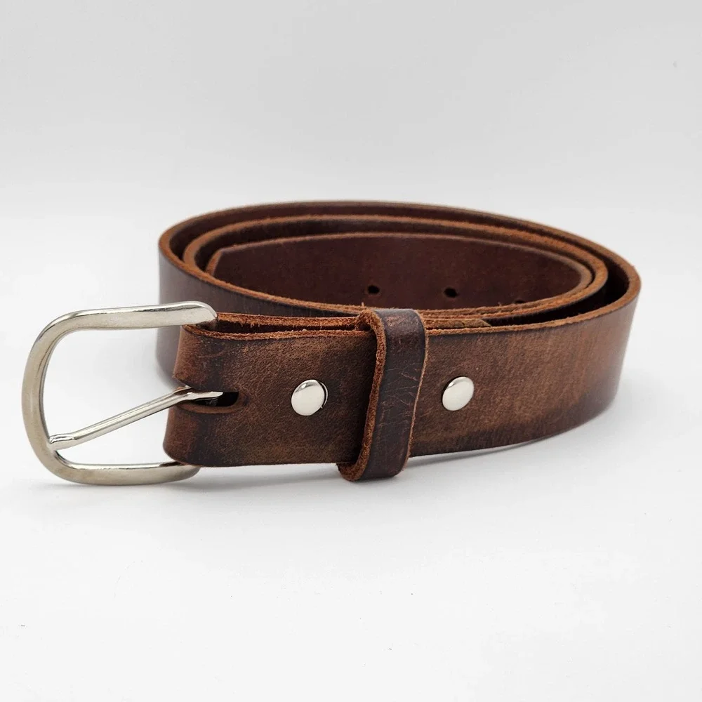 Amish Made USA Handcrafted Men's Brown Leather Belt‎ Size 42 Western